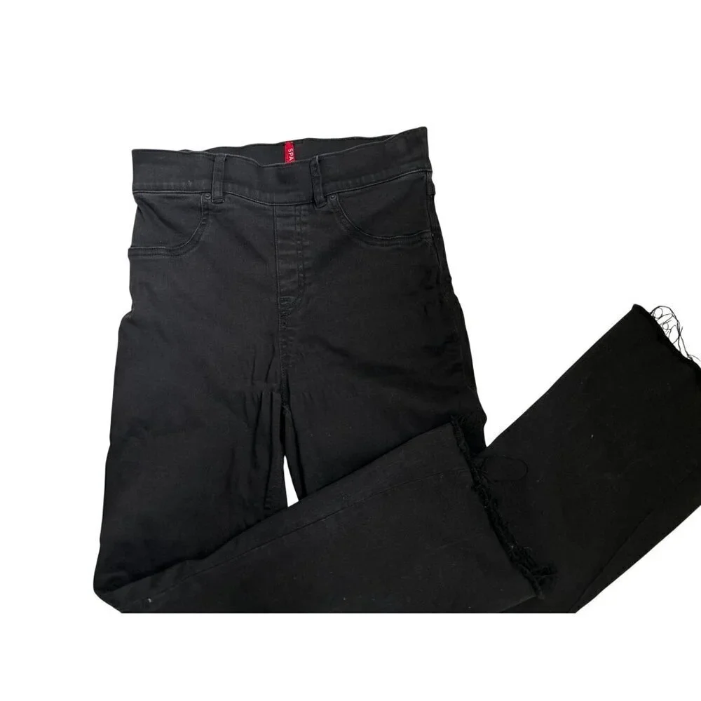 Spanx Pull On Vintage Black Legging Raw Hem Distressed Jeans Size S/P